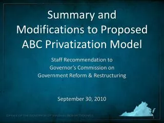 Summary and Modifications to Proposed ABC Privatization Model