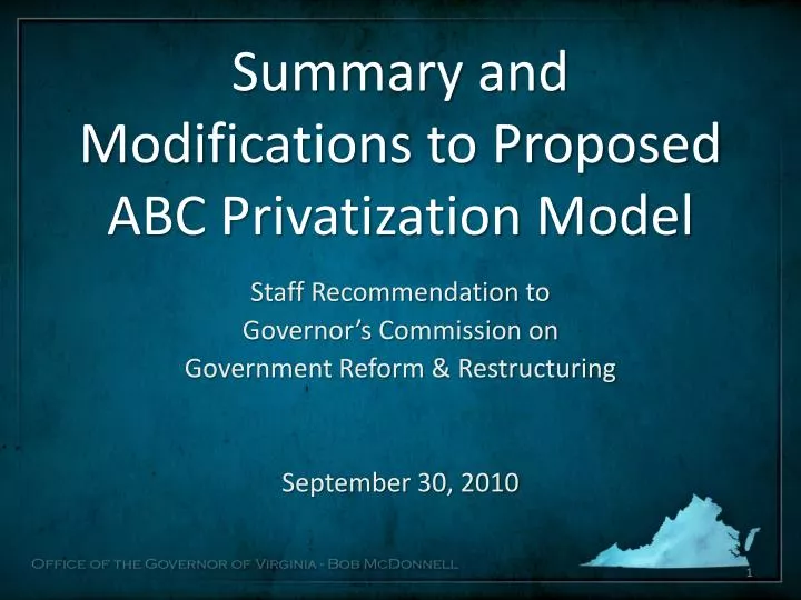 summary and modifications to proposed abc privatization model
