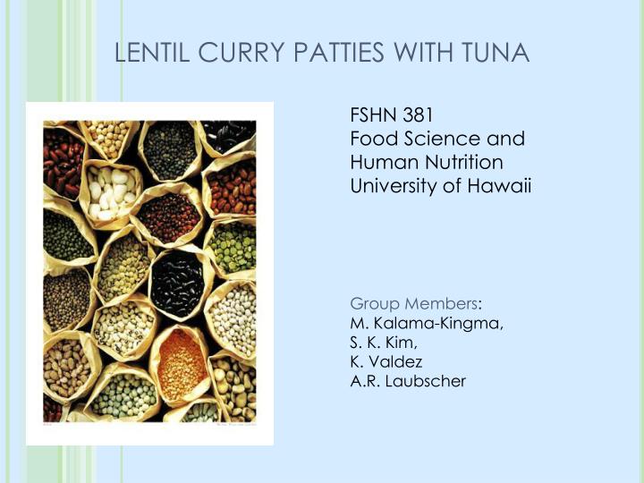 lentil curry patties with tuna