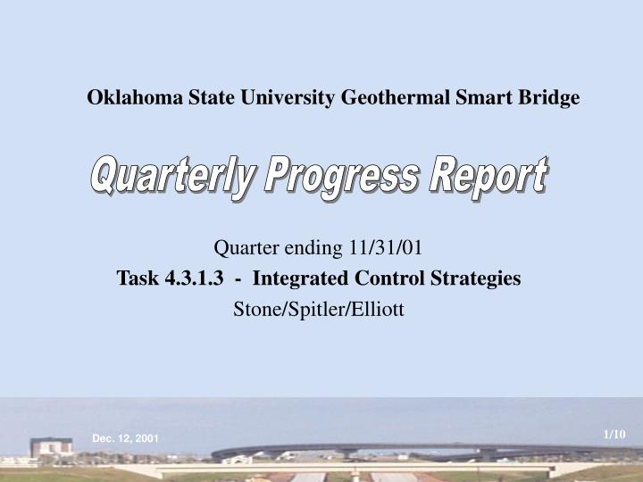 quarter ending 11 31 01 task 4 3 1 3 integrated control strategies stone spitler elliott