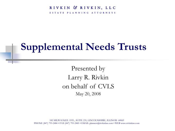 supplemental needs trusts