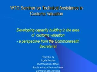 WTO Seminar on Technical Assistance in Customs Valuation