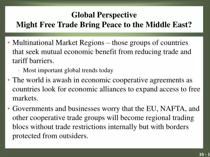 global perspective might free trade bring peace to the middle east