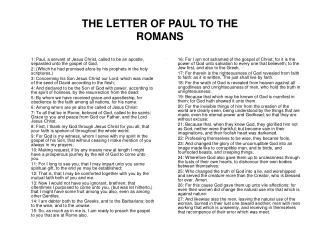 THE LETTER OF PAUL TO THE ROMANS