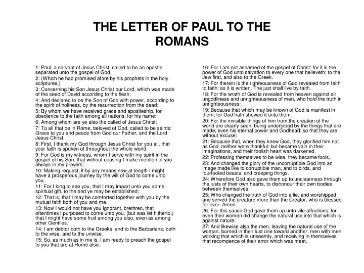 the letter of paul to the romans