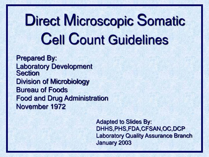 d irect m icroscopic s omatic c ell c ount guidelines