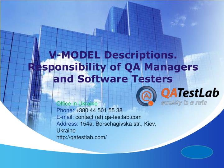 v model descriptions responsibility of qa managers and software testers