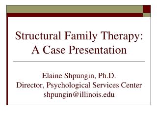 Structural Family Therapy: A Case Presentation Elaine Shpungin, Ph.D. Director, Psychological Services Center shpungin@i