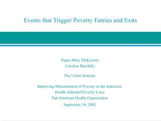 Events that Trigger Poverty Entries and Exits
