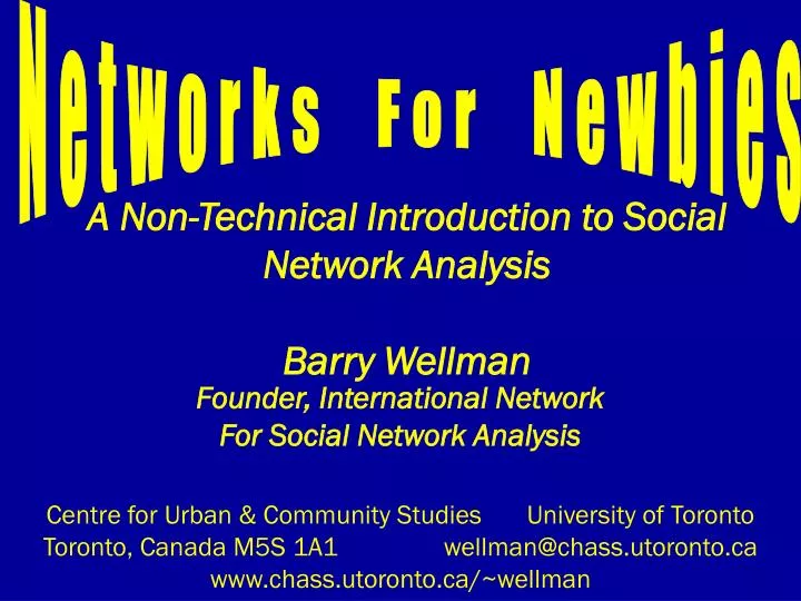a non technical introduction to social network analysis barry wellman