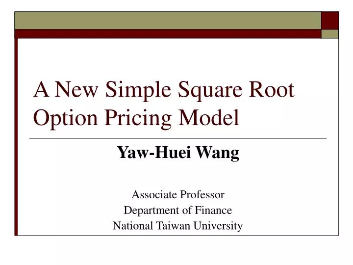 a new simple square root option pricing model