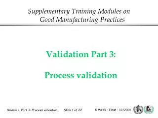 Validation Part 3: Process validation