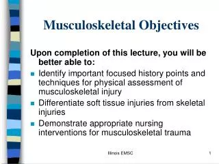 Musculoskeletal Objectives