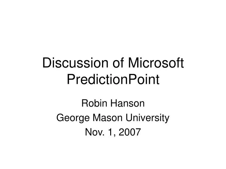 discussion of microsoft predictionpoint