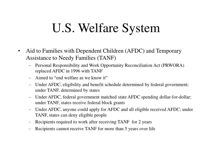 u s welfare system