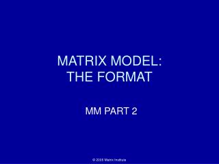 MATRIX MODEL: THE FORMAT
