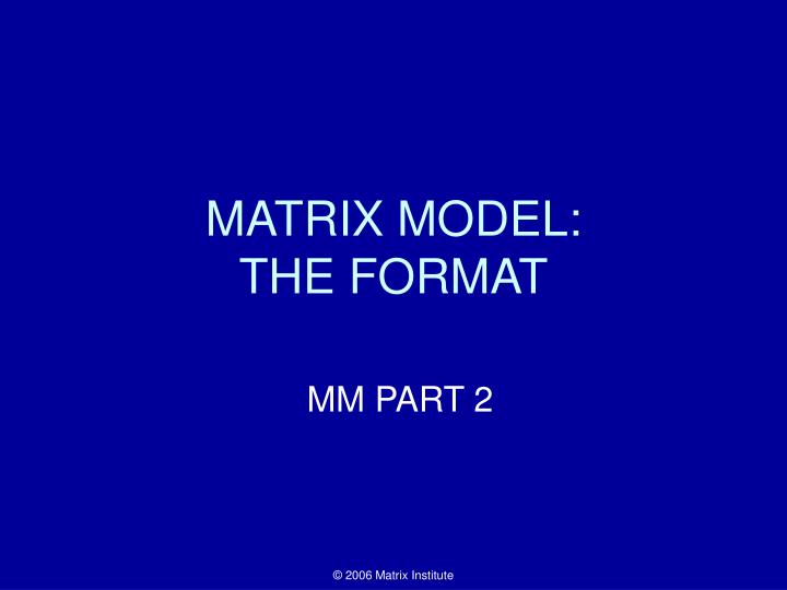 matrix model the format