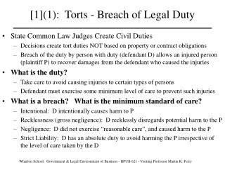 [1](1): Torts - Breach of Legal Duty