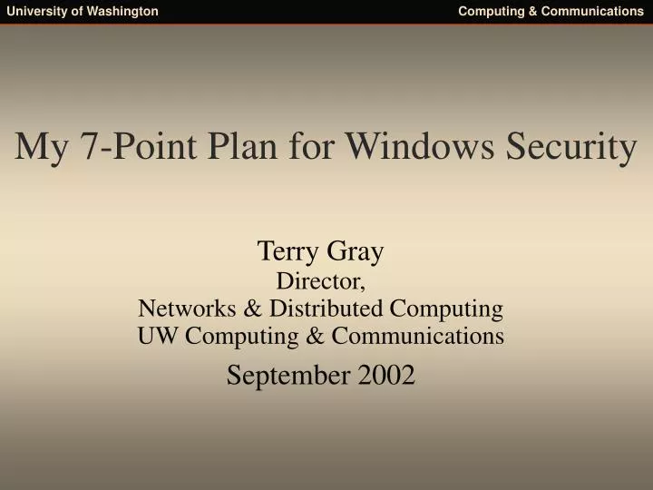 my 7 point plan for windows security