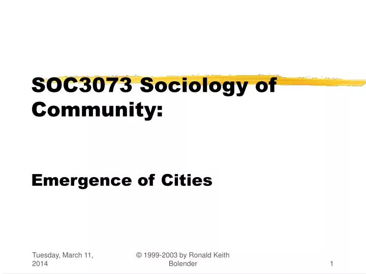 soc3073 sociology of community emergence of cities