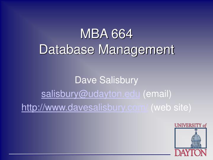 mba 664 database management