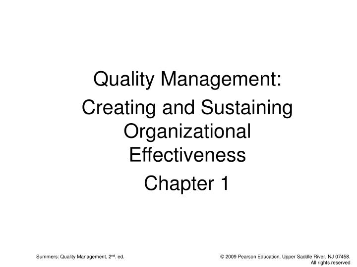 quality management creating and sustaining organizational effectiveness chapter 1
