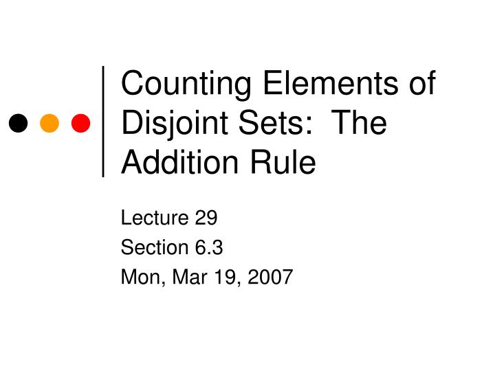 counting elements of disjoint sets the addition rule