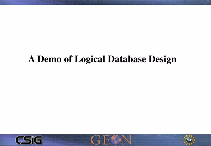 a demo of logical database design