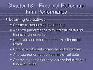 Chapter 13 – Financial Ratios and Firm Performance
