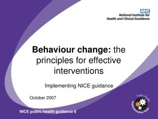 Behaviour change: the principles for effective interventions