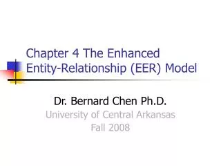 Chapter 4 The Enhanced Entity-Relationship (EER) Model