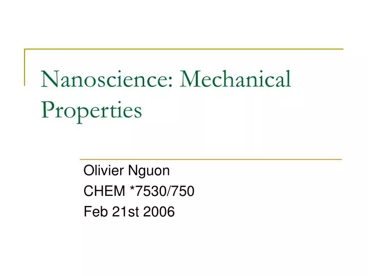 nanoscience mechanical properties