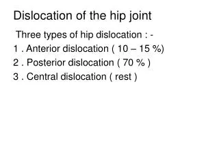 Dislocation of the hip joint