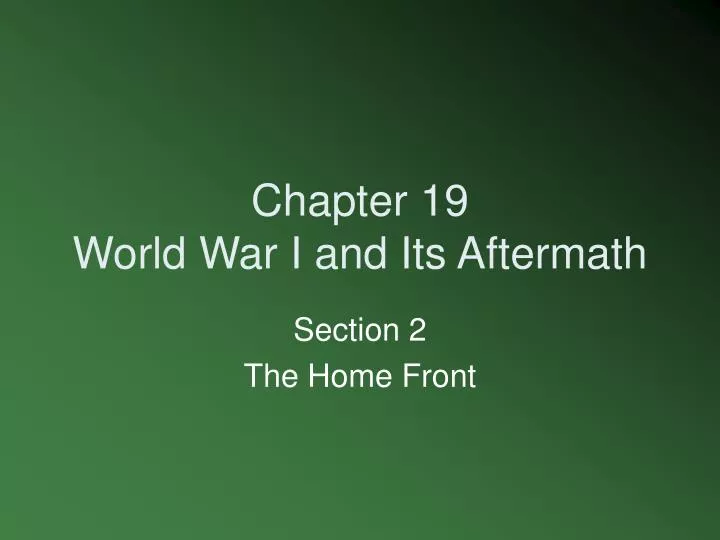 chapter 19 world war i and its aftermath