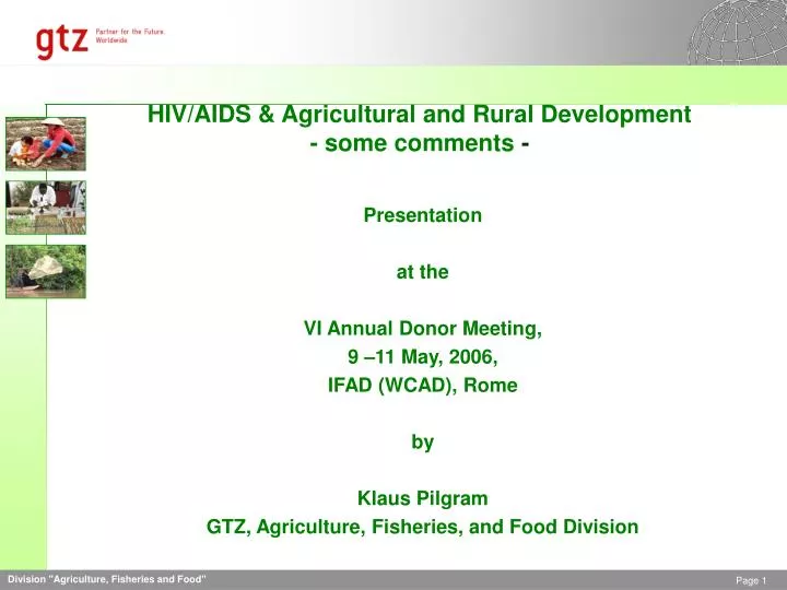 hiv aids agricultural and rural development some comments