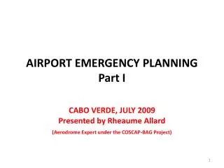 AIRPORT EMERGENCY PLANNING Part I