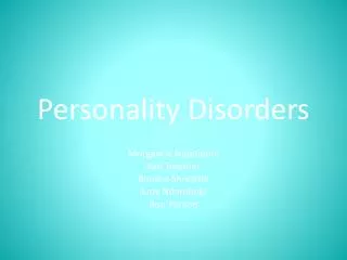 Personality Disorders
