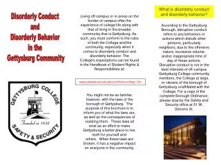 Disorderly Conduct and Disorderly Behavior in the Gettysburg Community
