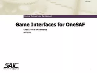 Game Interfaces for OneSAF
