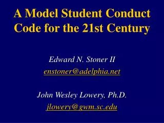 A Model Student Conduct Code for the 21st Century