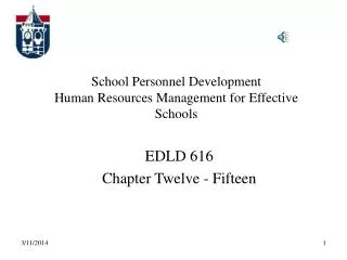 School Personnel Development Human Resources Management for Effective Schools