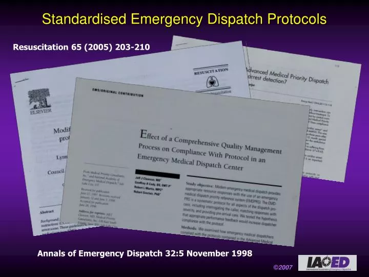standardised emergency dispatch protocols