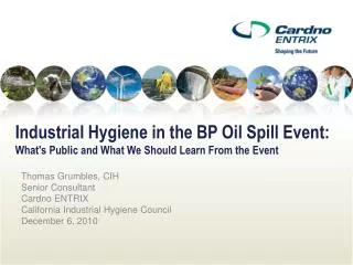 Industrial Hygiene in the BP Oil Spill Event: What's Public and What We Should Learn From the Event