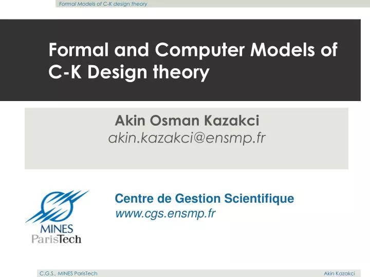 formal and computer models of c k design theory