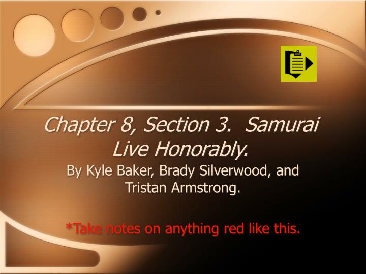 chapter 8 section 3 samurai live honorably