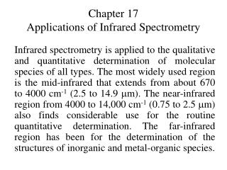 Chapter 17 Applications of Infrared Spectrometry