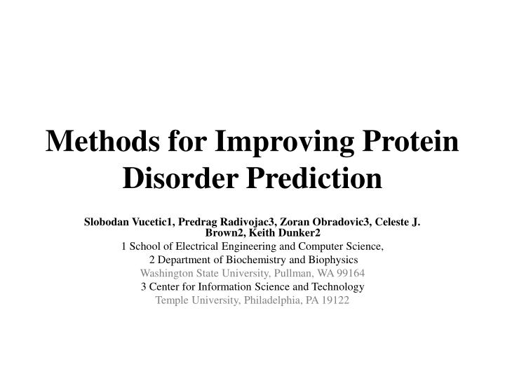 methods for improving protein disorder prediction