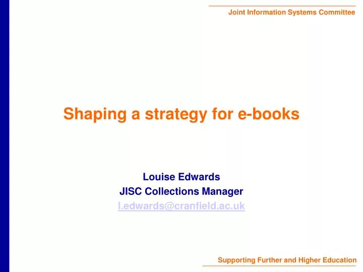 shaping a strategy for e books