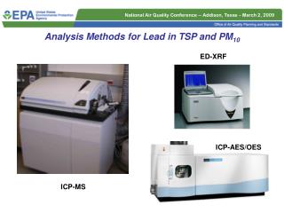 Analysis Methods for Lead in TSP and PM 10