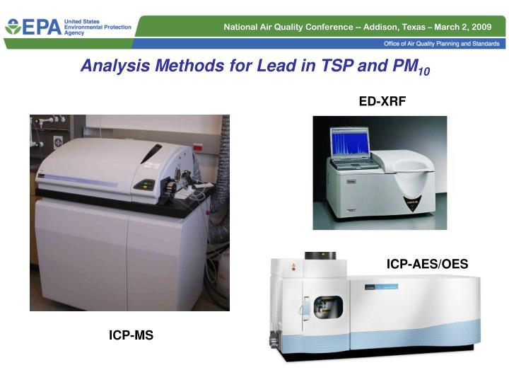 analysis methods for lead in tsp and pm 10